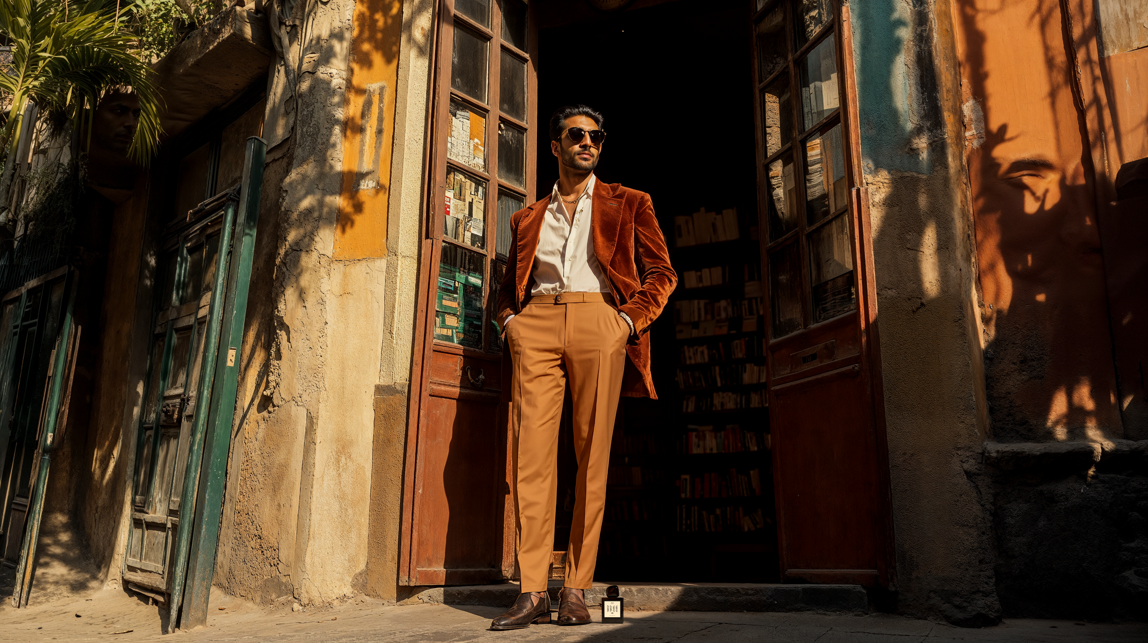 Chapter One Rahasya Fragrances model standing confidently outside neighbourhood bookstore in India